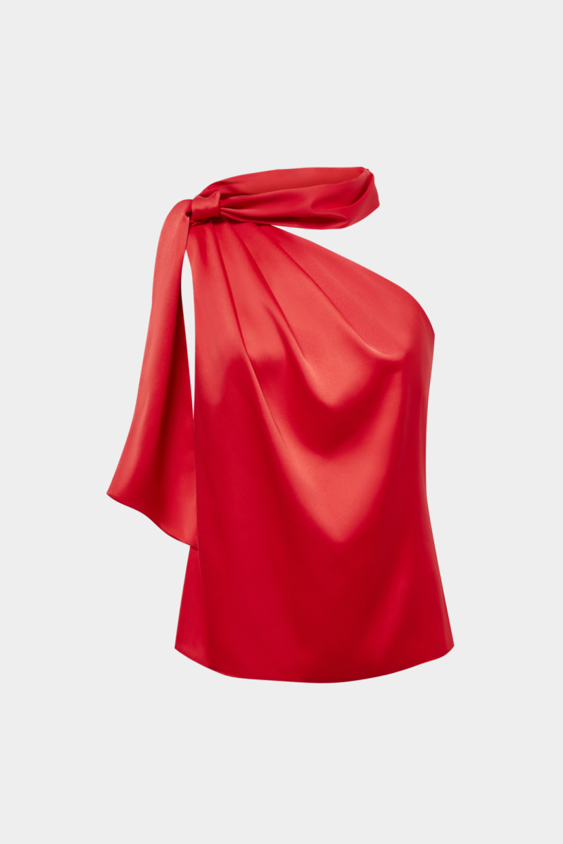 Топ на одно плечо из сатина