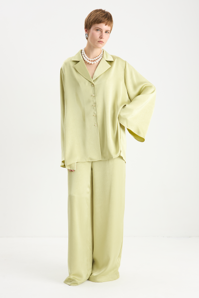 Костюм из атласа (блуза + брюки) MIA AIM, цвет: лайм, MIA685/523 купить онлайн