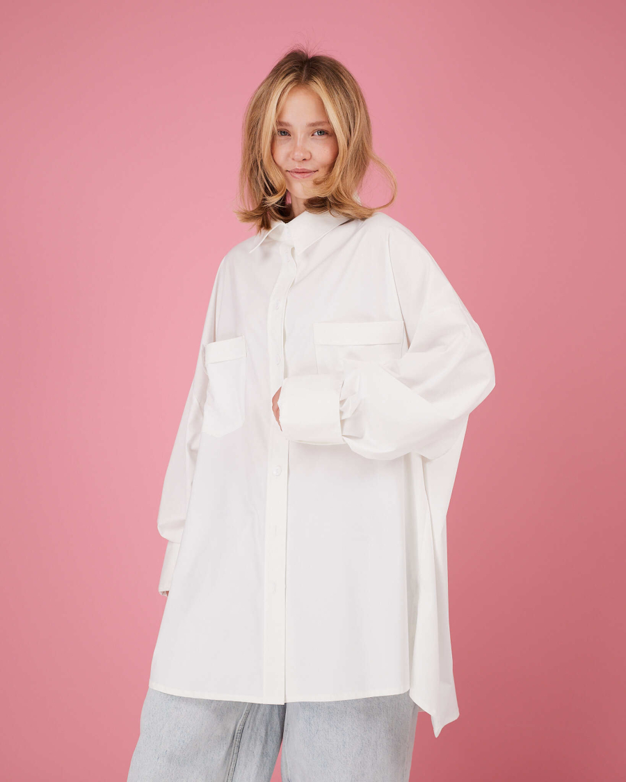 Рубашка макси овер #5 TABOO, цвет: белый, Rub05 купить онлайн