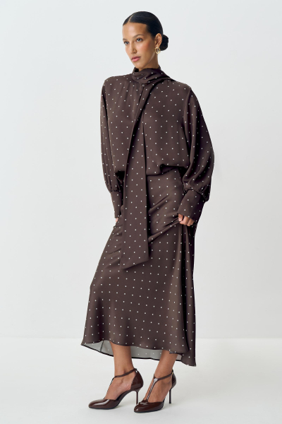 Юбка миди из сатина в горох