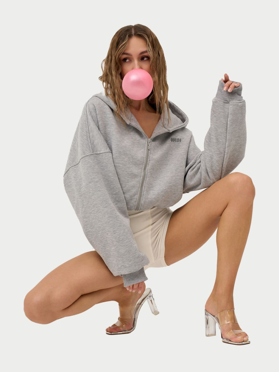Crop Худи утепленное с кулиской ONSI, цвет: melange,  купить онлайн