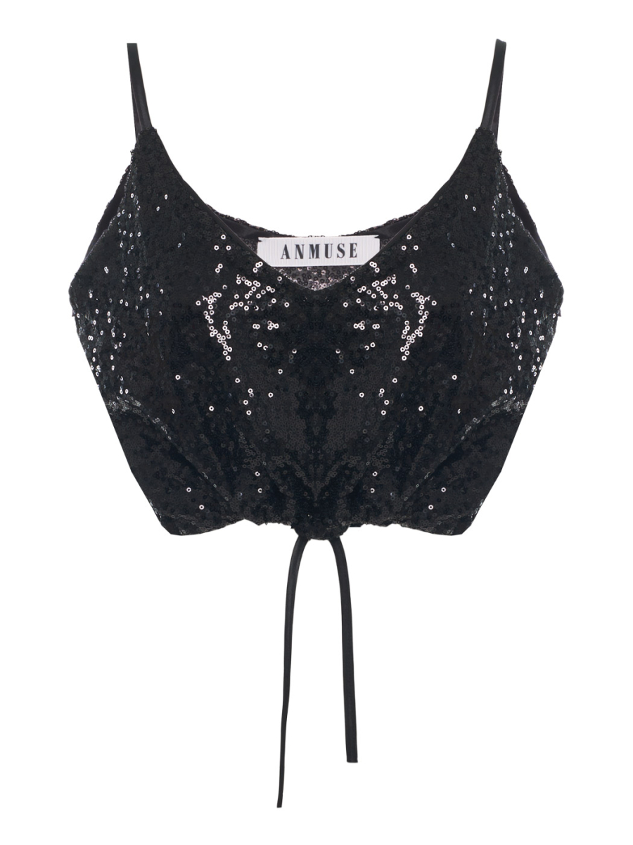 Топ со шнурком пайетки