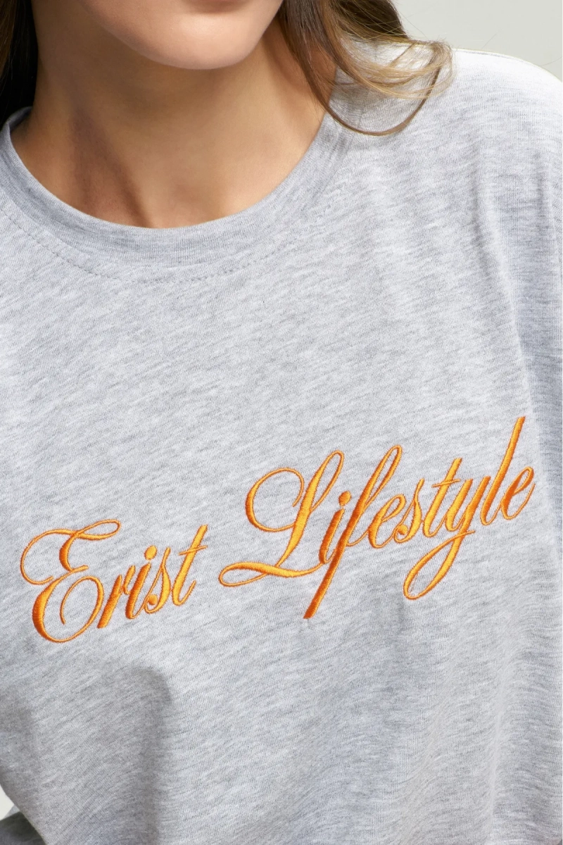 Футболка с вышивкой ERIST Grey&Orange