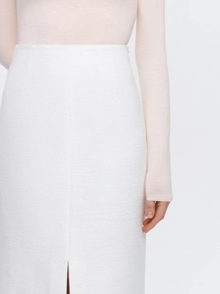 Юбка-макси из твида ANNA PEKUN, цвет: белый,  купить онлайн