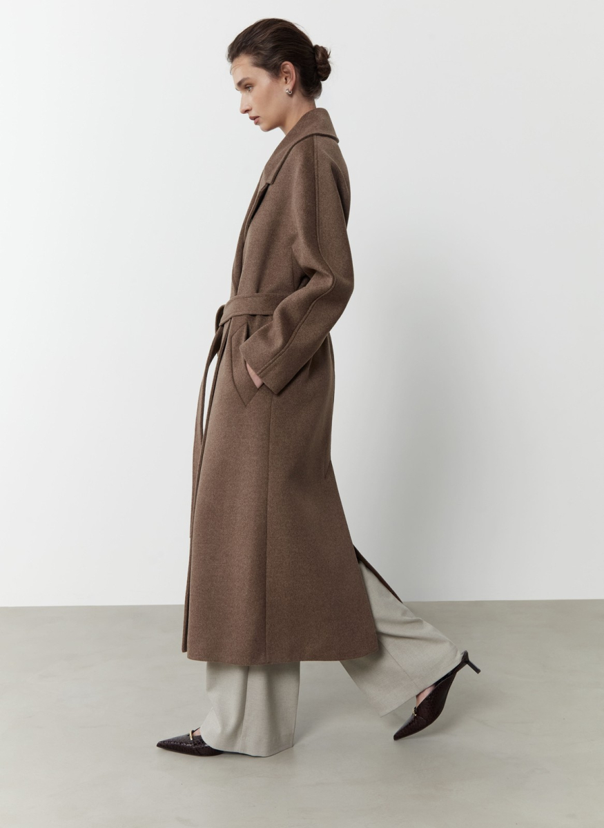 Двубортное пальто из шерсти ALL WE NEED, цвет: коричневый, 2608W5107-19 купить онлайн