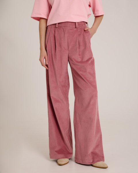 Брюки из вельвета с защипами Dusty Rose