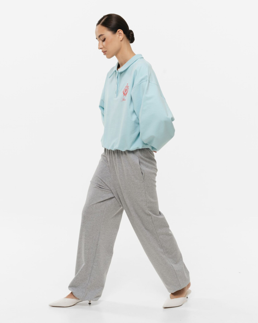 Свитшот-поло YONSRU, цвет: голубой,  купить онлайн