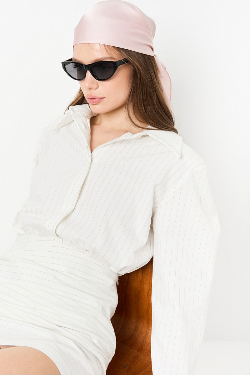 Комплект рубашка и юбка со сборкой в полоску Ricoco, цвет: молочный, 7042/3 купить онлайн