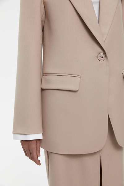 Пиджак с контрастными манжетами Charmstore, цвет: бежевый, 3010-2124-1000 купить онлайн