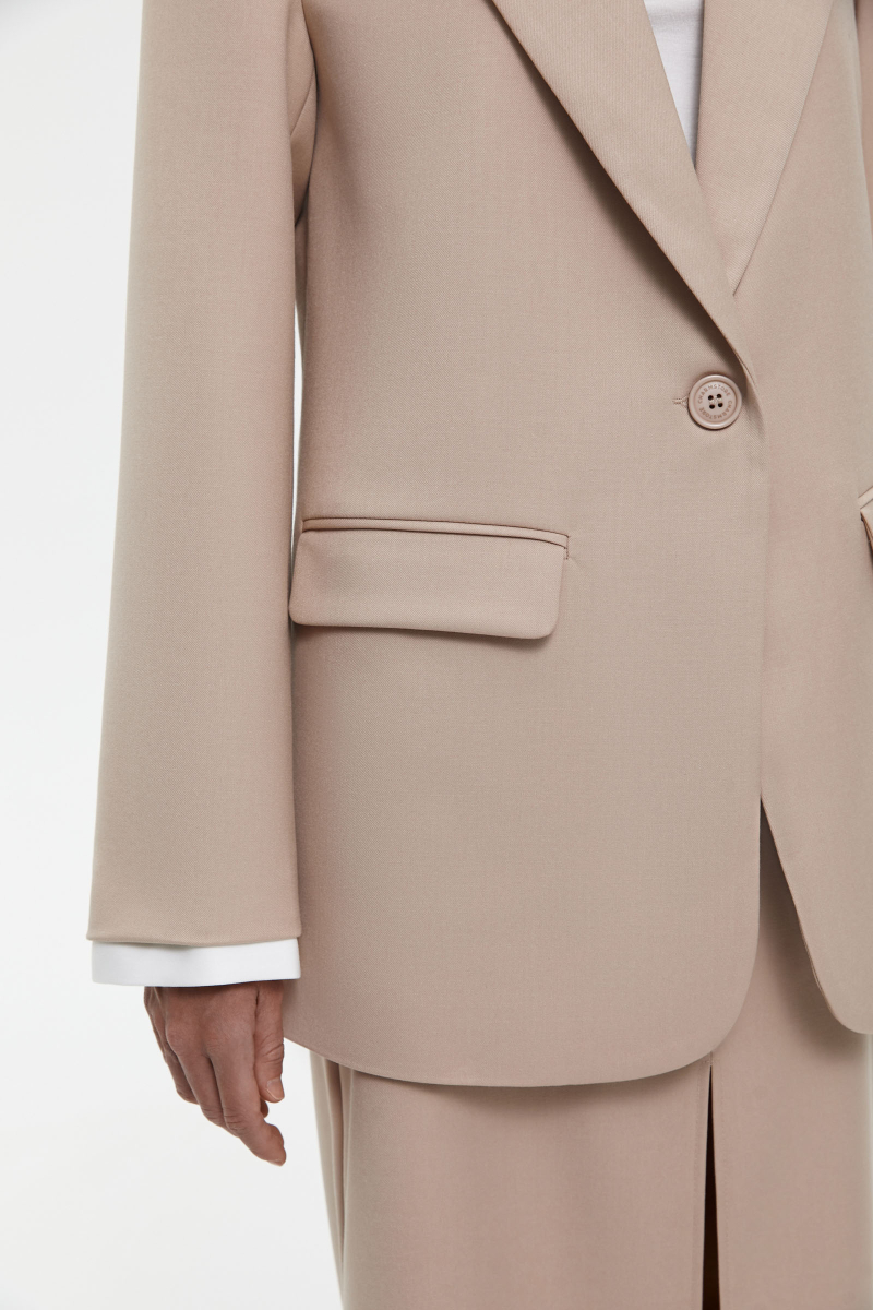 Пиджак с контрастными манжетами Charmstore, цвет: бежевый, 3010-2124-1000 купить онлайн