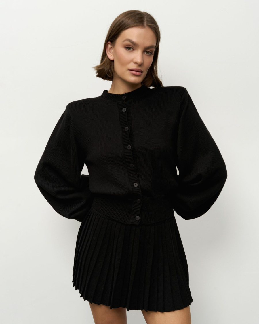 Вязаный костюм с короткой юбкой YONSRU, цвет: Черный, 826 купить онлайн