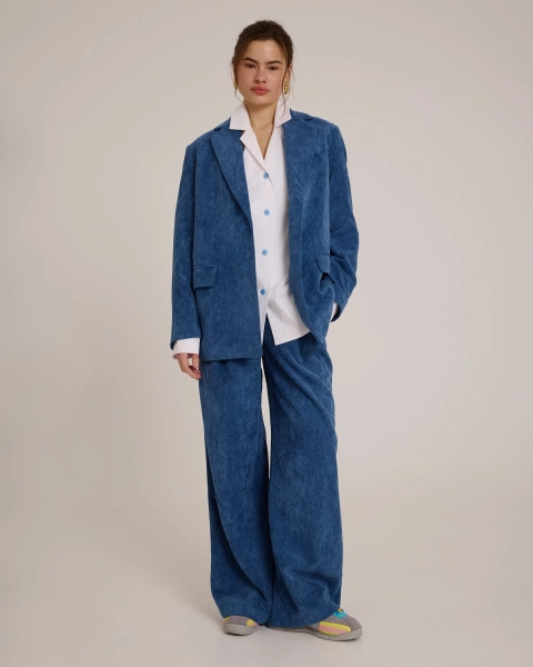 Брюки из вельвета с защипами BLUE Anmuse, цвет: синий, TR25S141-BLU-1 купить онлайн