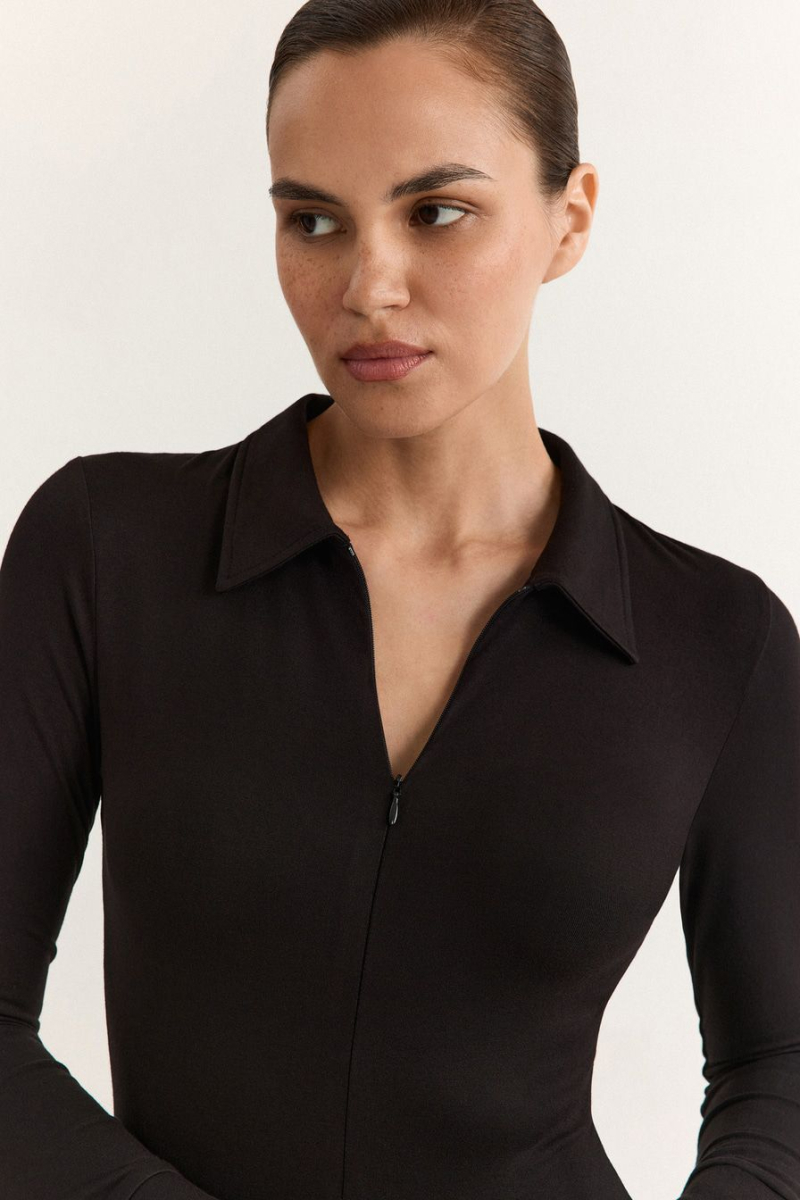 Боди из смесовой вискозы TOPTOP, цвет: Черный, TT.022.17927.900 купить онлайн