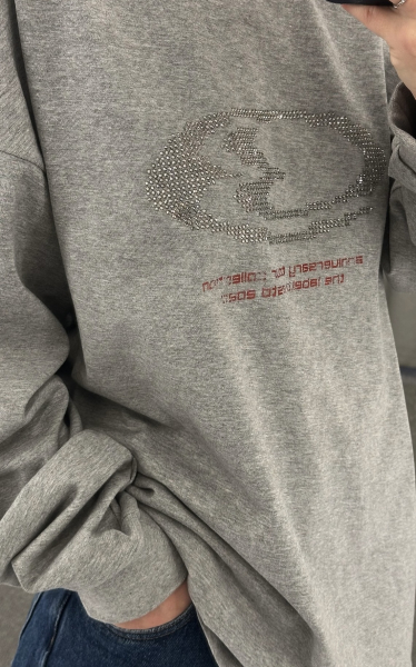 Лонгслив со стразами GRAY MELANGE Label .B, цвет: GRAY MELANGE, Tp.03.4.M1.1125GRM купить онлайн