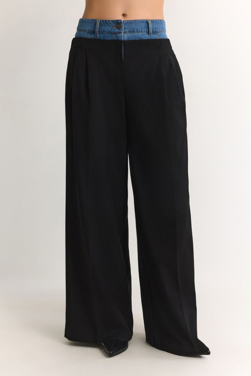 Брюки с поясом из денима TOPTOP, цвет: Черный, TT.032.18808.900 купить онлайн