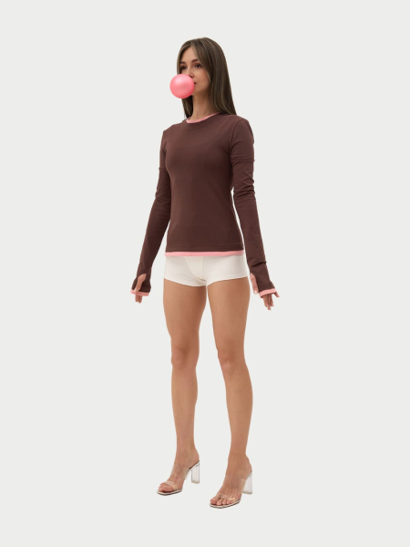 Лонгслив приталенный ONSI, цвет: коричневый,  купить онлайн