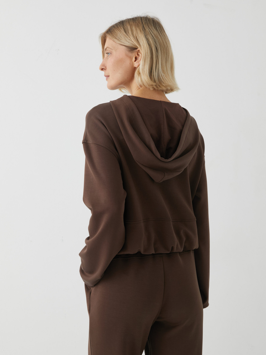 Худи на молнии из интерлока Marou, цвет: коричневый, Mar_26021601 купить онлайн