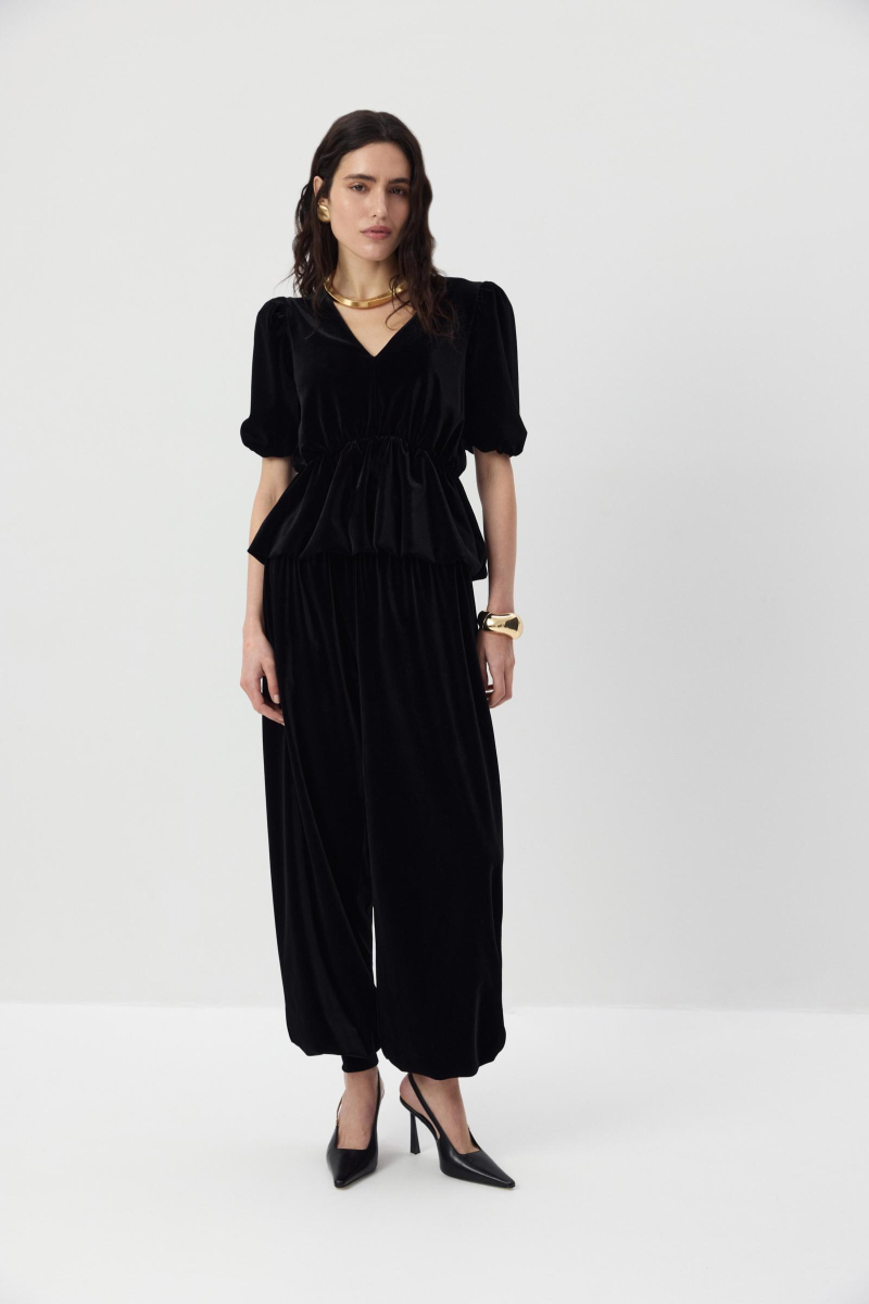 Блуза из бархата Charmstore, цвет: Черный, 102-48542-880 купить онлайн