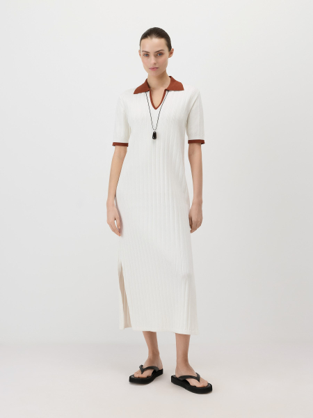 Платье с воротником-поло Conso, цвет: молочный/терракотовый, KDL 260731 - молочный/терракотовый купить онлайн