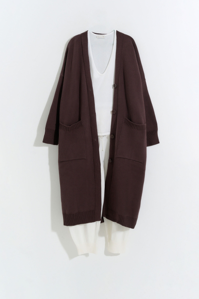 Кардиган длины макси BROWN Label .B, цвет: BROWN Kn.29.5.3903BR |новая коллекция купить онлайн