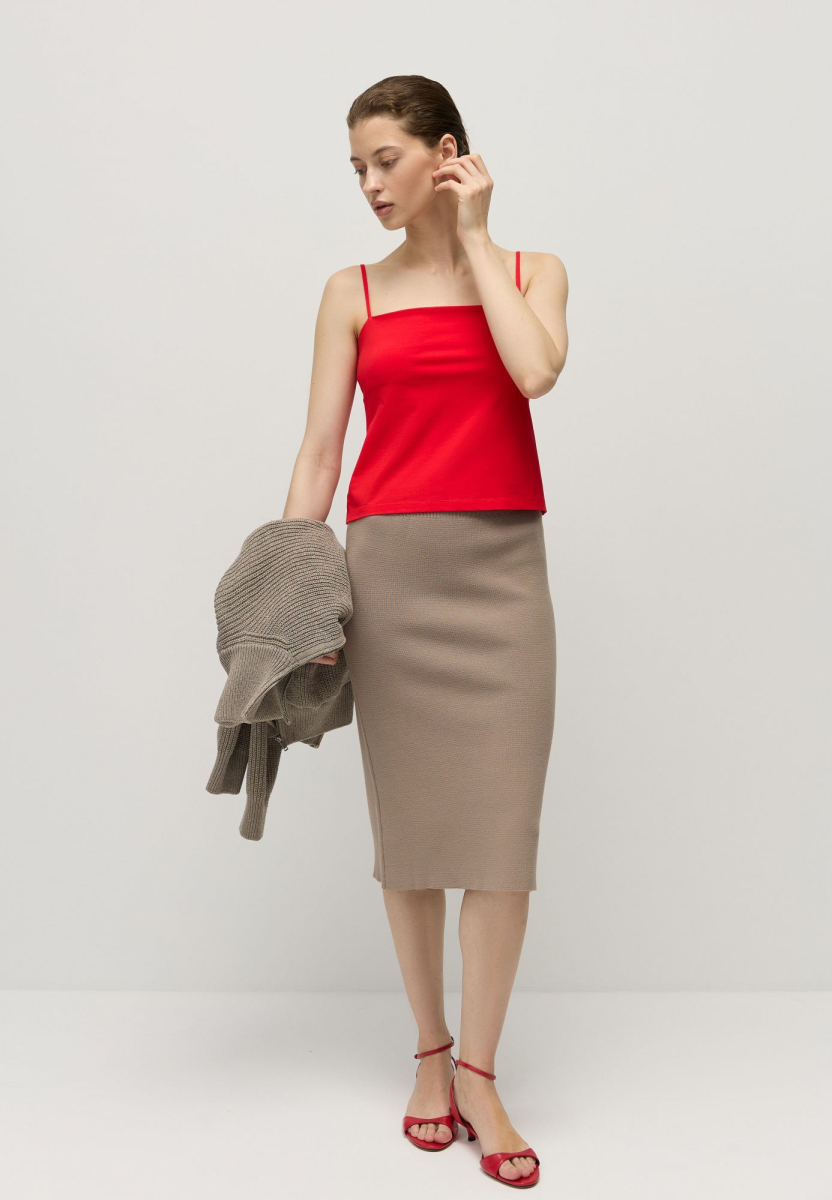 Топ из модала с хлопком AROUND, цвет: красный,  купить онлайн