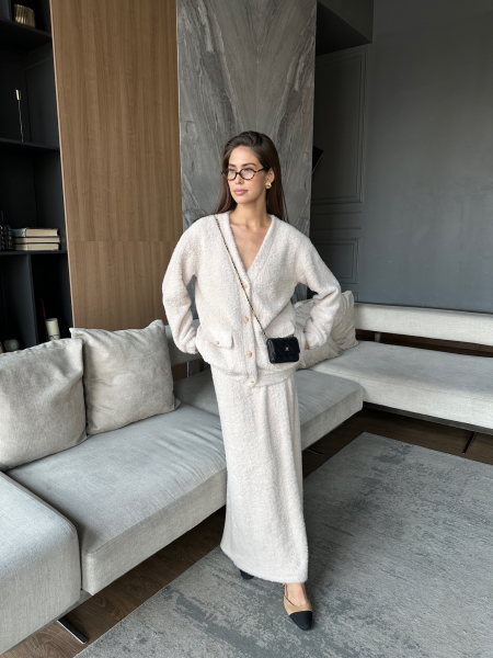 Юбка из трикотажа с ворсом макси VELVET, цвет: кремовый, 00-00004824 купить онлайн