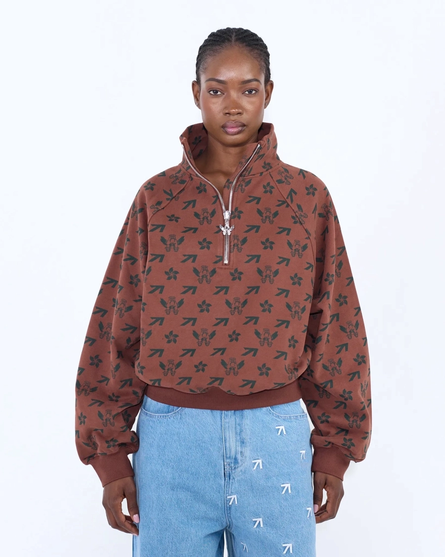 Свитшот PATTERN FLYING A CROPPED BROWN