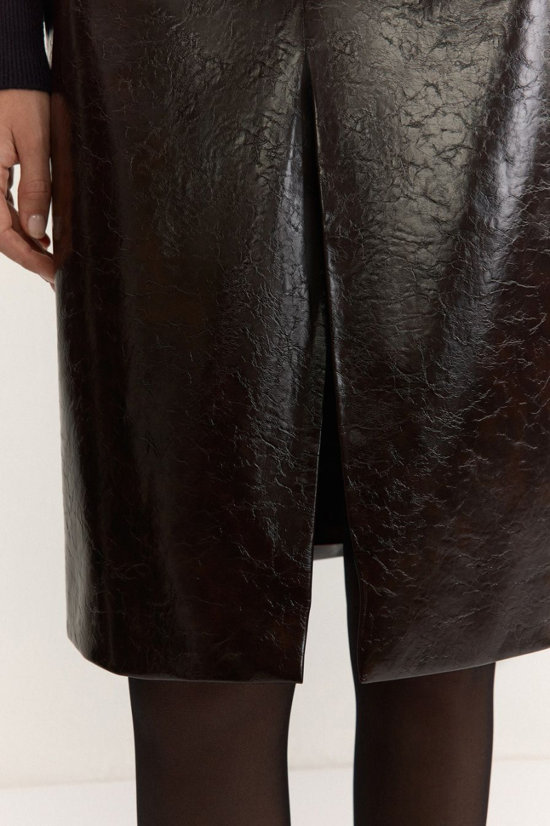 Юбка из экокожи TOPTOP, цвет: коричневый, TT.071.16927.700 купить онлайн