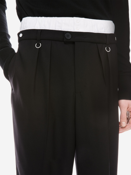 Брюки прямого кроя с двойным поясом p.p.s., цвет: Черный, P_260черный купить онлайн