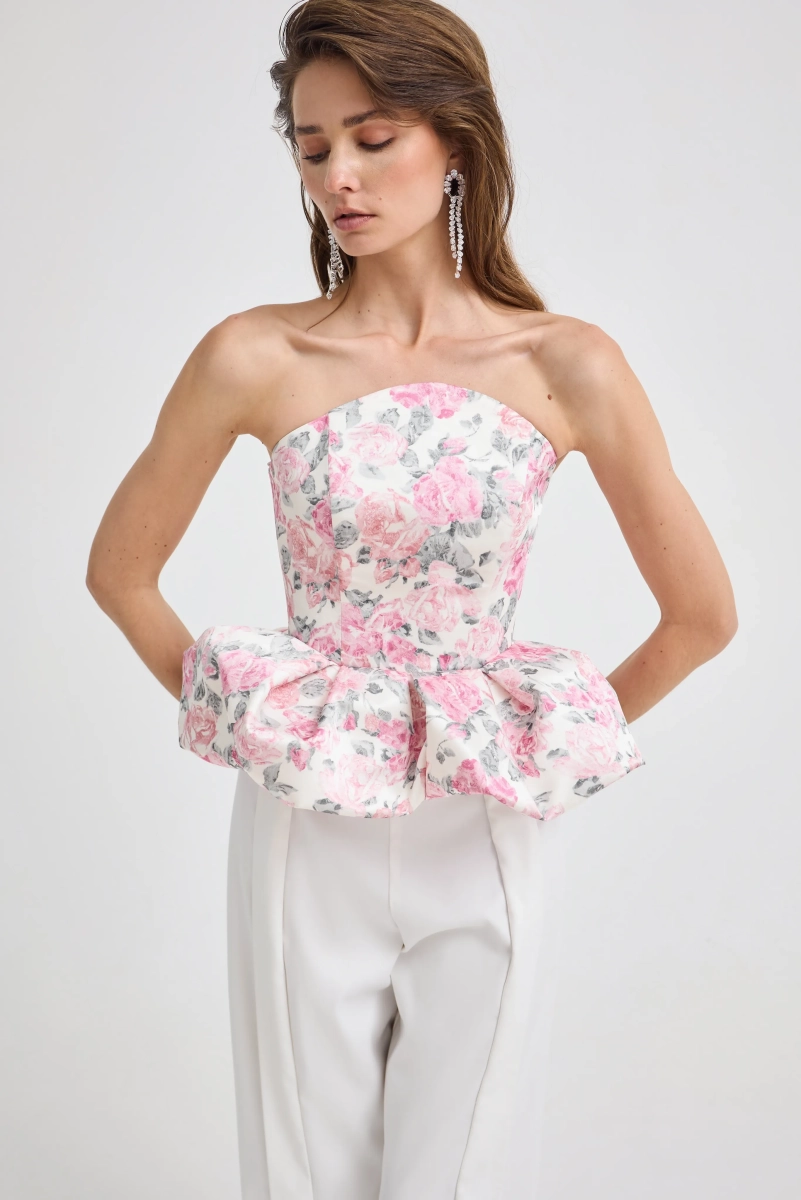 Топ-корсет цветочный принт Shtripling, цвет: белый, SHTOP004WHT купить онлайн