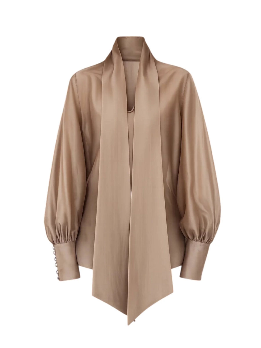 Блуза воздушная с бантом I.B.W., цвет: карамель, BL031 купить онлайн