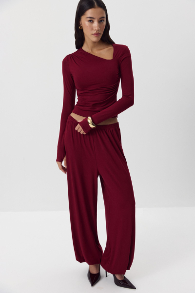 Джоггеры из вискозы Charmstore, цвет: Бордовый, 101-35065-442 купить онлайн