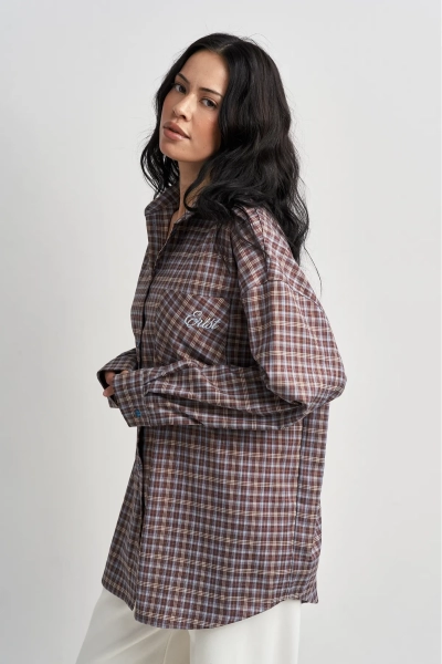 Рубашка в клетку Erist store, цвет: голубой, НФ-00003481 купить онлайн