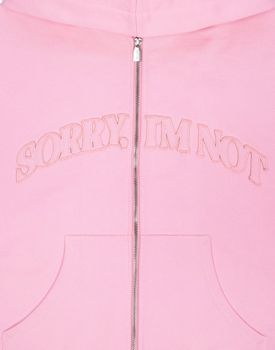 Худи на молнии с апликацией SORRY, I’M NOT, цвет: розовый,  купить онлайн