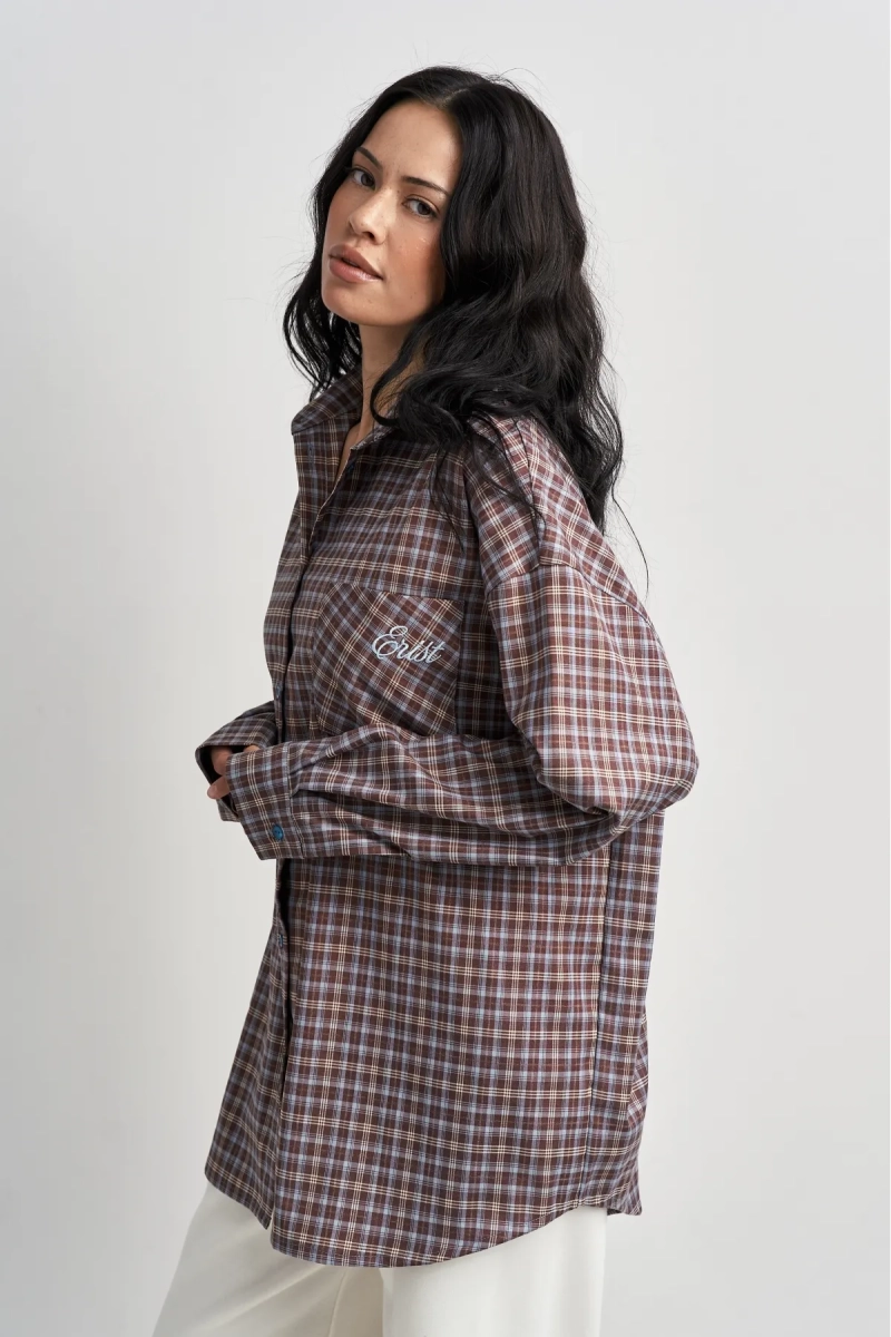 Рубашка в клетку Erist store, цвет: голубой, НФ-00003481 купить онлайн