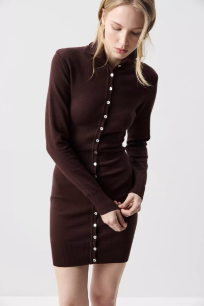 Платье мини с воротником-стойкой