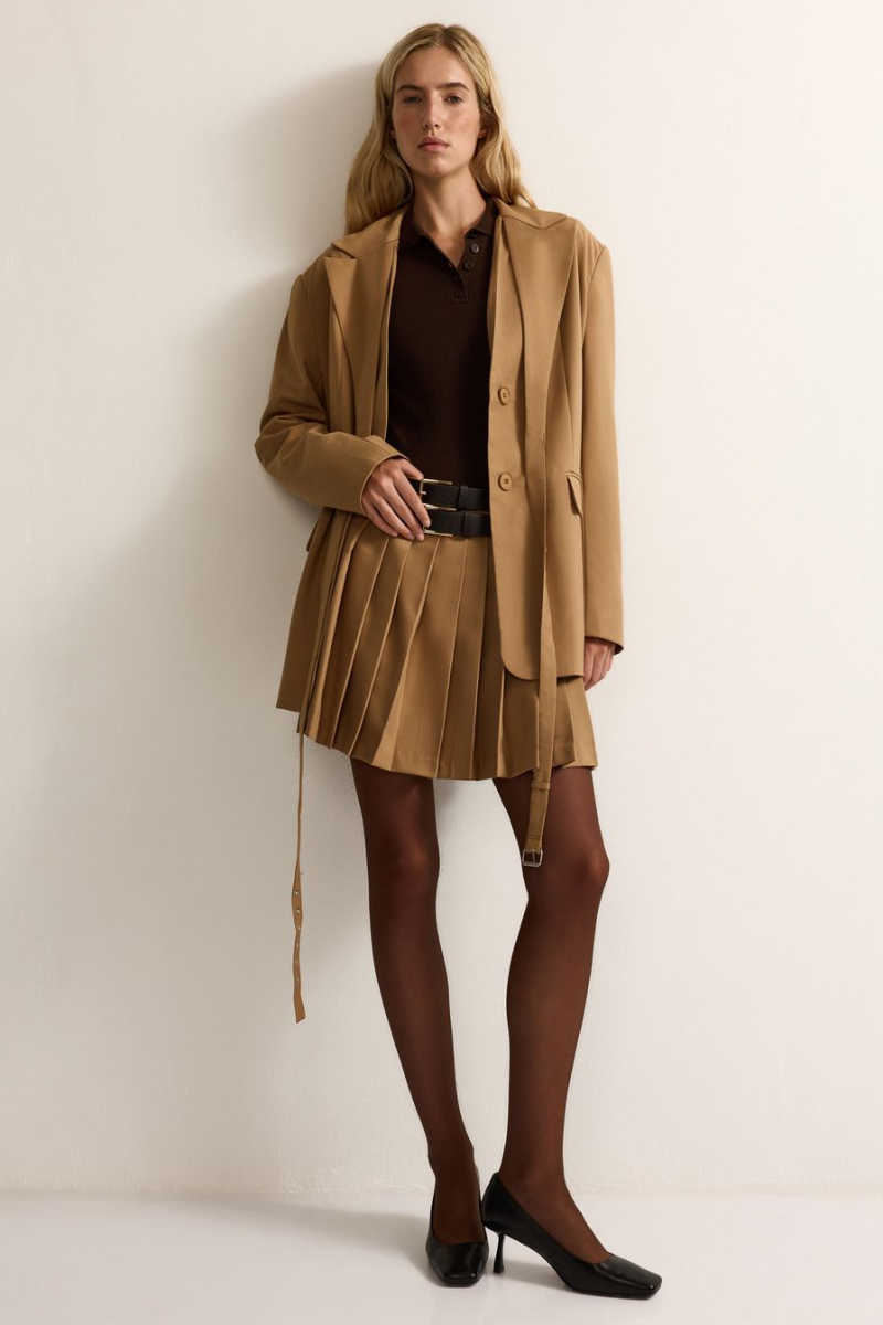 Юбка с двойным ремнем TOPTOP, цвет: бежевый, TT.070.17764.110 купить онлайн