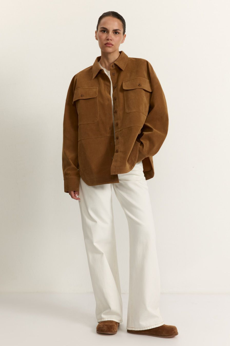 Рубашка из экозамши TOPTOP, цвет: бежевый, TT.021.17921.110 купить онлайн