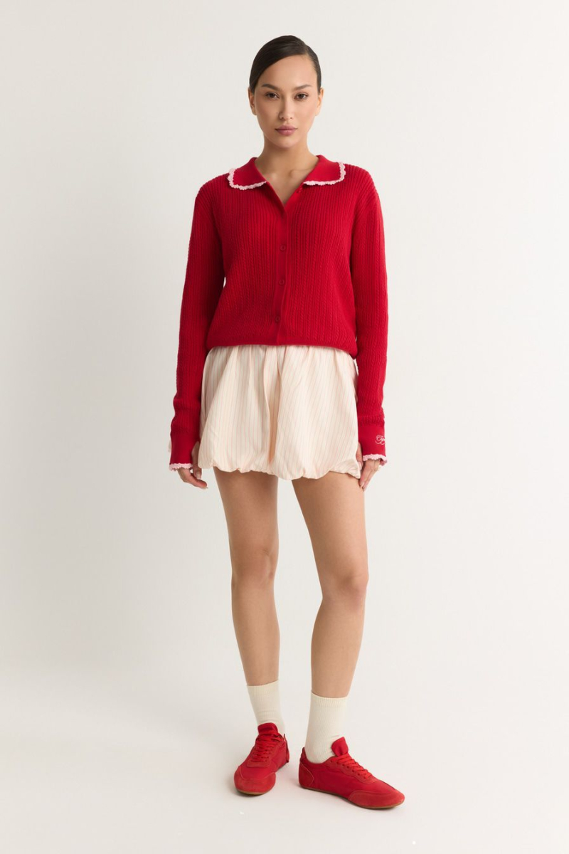 Кардиган из 100% хлопка TOPTOP, цвет: красный с принтом, TT.051.18987.321 купить онлайн