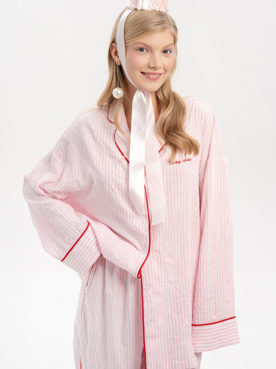 Рубашка в пижамном стиле Paris TRES, цвет: розовый, НФ-00002605 купить онлайн