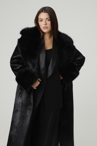 Пальто однобортное с отделкой мехом 4forms, цвет: Черный, 65459 купить онлайн