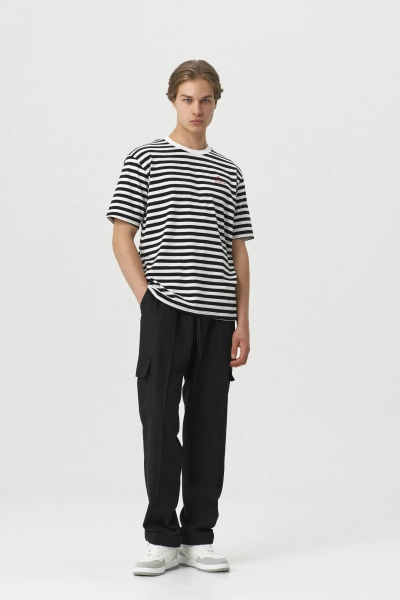 Футболка из хлопка в полоску Oversize Stripes BUCHNER, цвет: черно-белый,  купить онлайн
