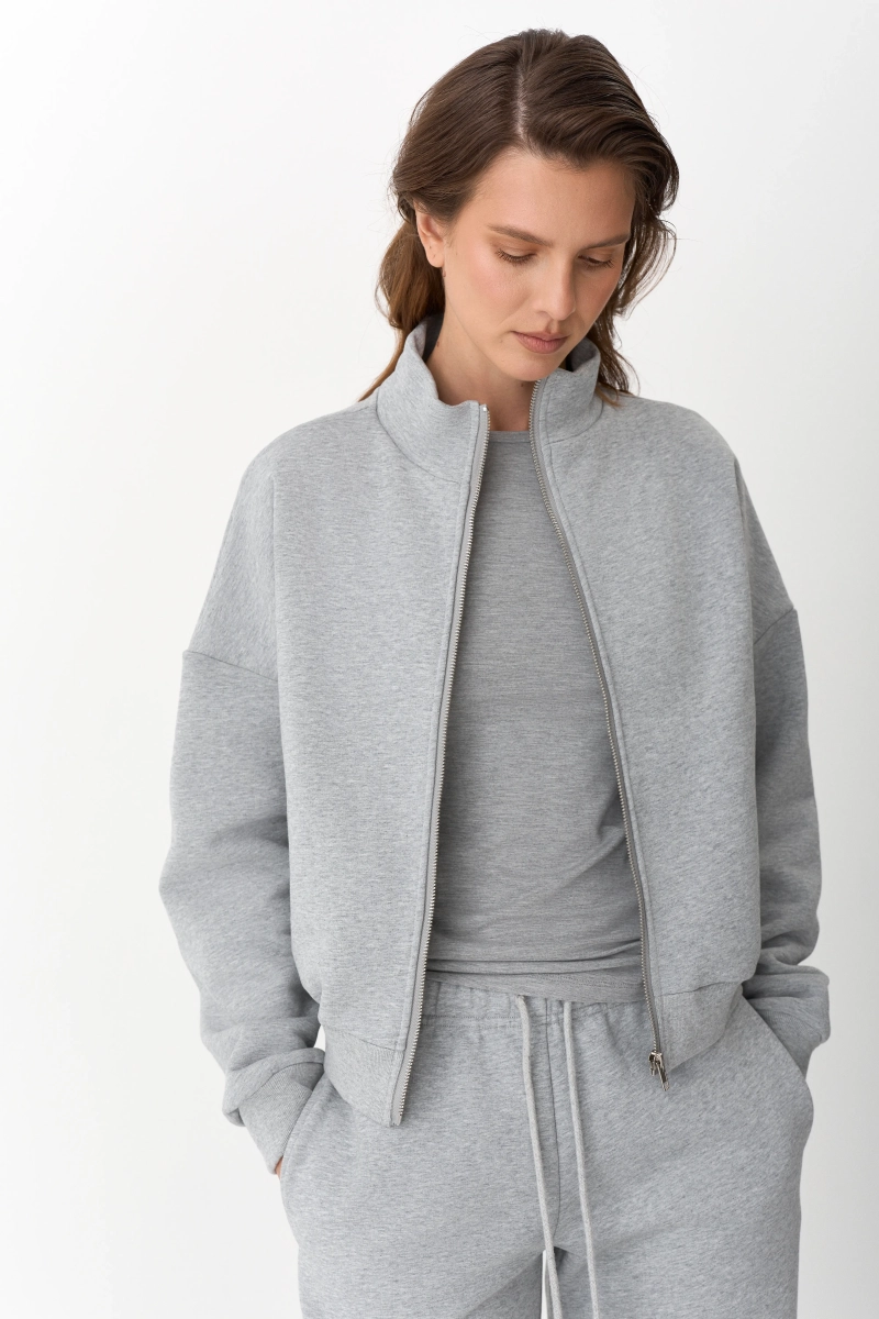 Толстовка на молнии утепленная Ricoco, цвет: серый меланж, 6097/2 купить онлайн