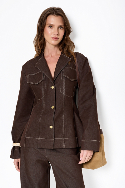 Жакет из сырого денима Ricoco, цвет: горький шоколад, 5072/5 купить онлайн