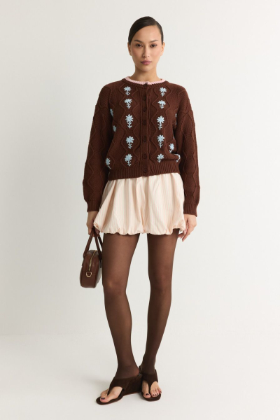 Кардиган из 100% хлопка TOPTOP, цвет: коричневый с принтом, TT.051.18842.701 купить онлайн