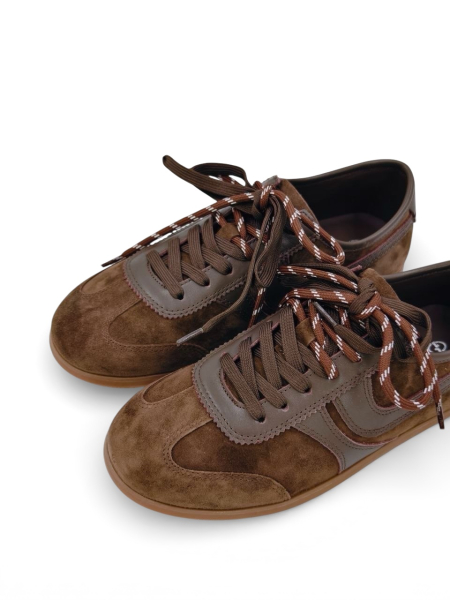 Кеды из натуральной замши GRANDERA, цвет: темно-коричневый  купить онлайн