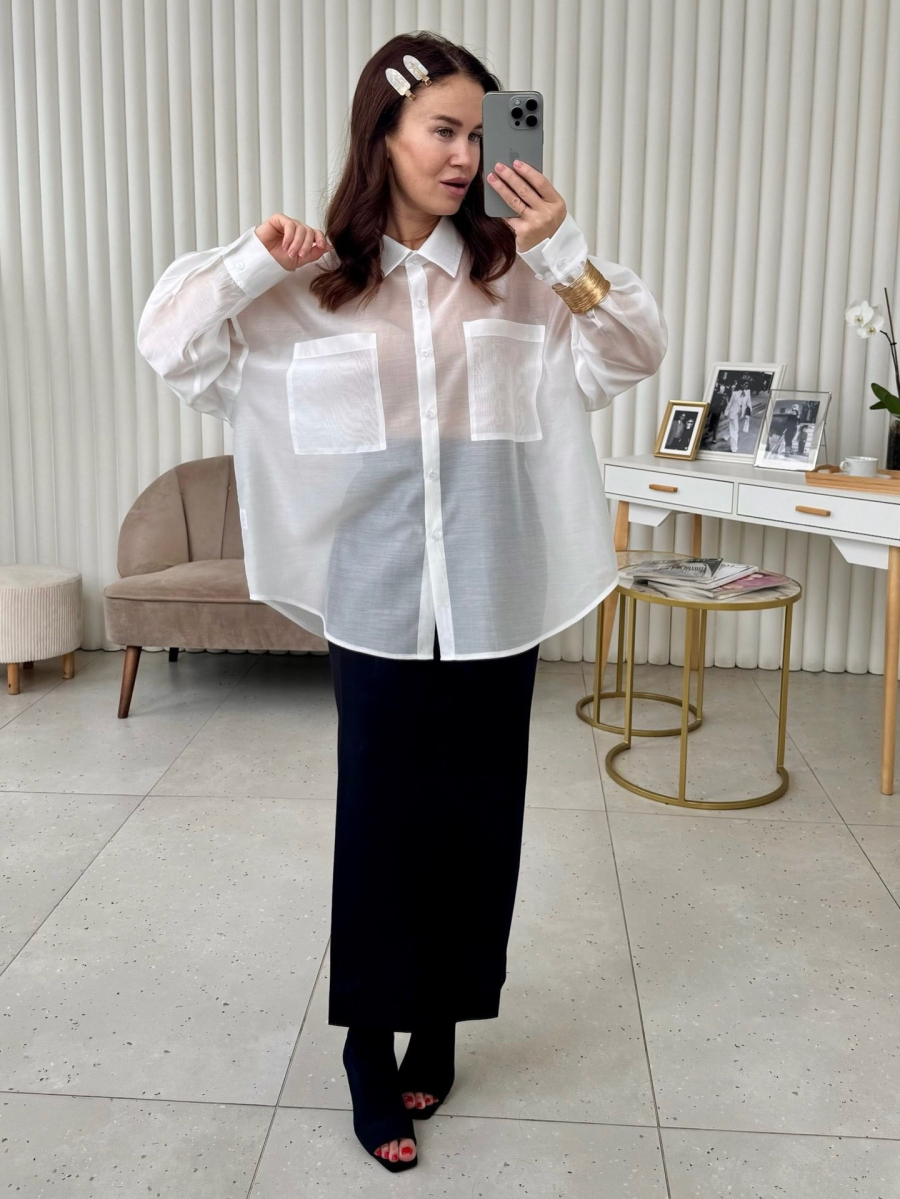 Блуза-рубашка воздушная I.B.W., цвет: белый, BL030 купить онлайн