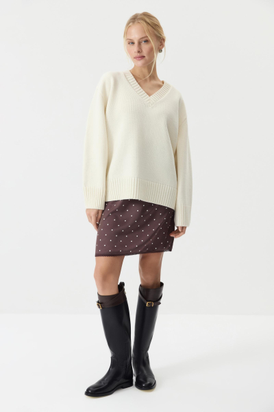 Джемпер V-neck из шерсти мериноса Charmstore, цвет: ванильный, 303-45698-113 купить онлайн