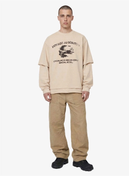 Лонгслив с двойным рукавом F | ABLE, цвет: бежевый, LNGSLV-FBL-LNT-BG купить онлайн