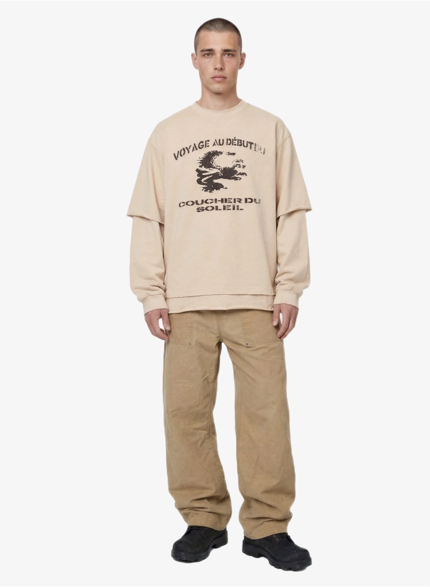 Лонгслив с двойным рукавом F | ABLE, цвет: бежевый, LNGSLV-FBL-LNT-BG купить онлайн